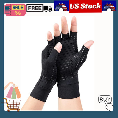 Copper Arthritis Compression Gloves | Fingerless Hand Support for Joint Pain Rel