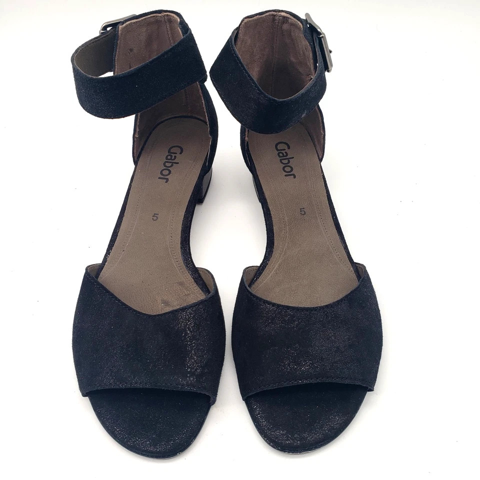 Sandalias Gabor de cuero negras con correa para el tobillo para mujer talla 5 nuevas sin caja Foto 2 de 4