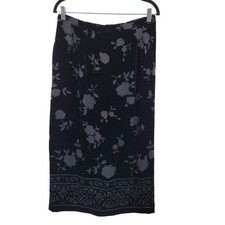 Vtg Talbots Whimsigoth Silk Burnout Velvet Maxi Skirt Maxi Sz 14 Black Grunge