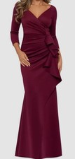 XSCAPE Women's Red Pleated Ruffle Gown Dress Size: 4