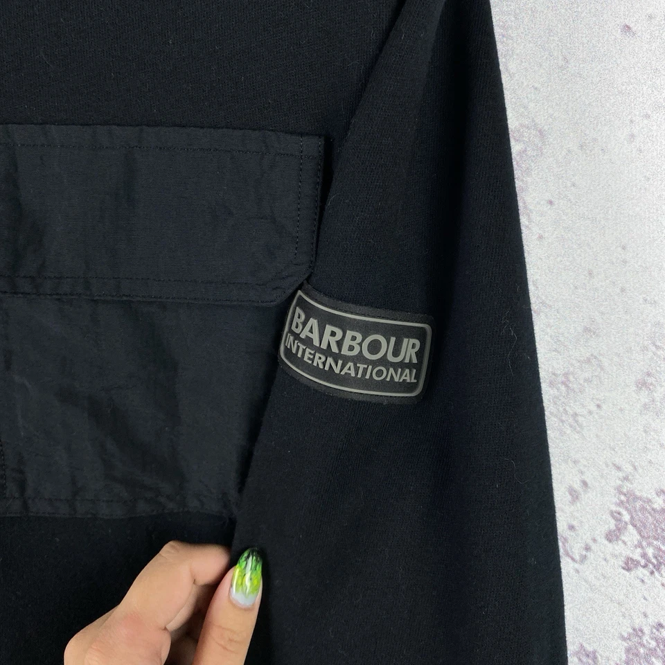 Sudadera Barbour International Para Hombre Clásica Manga Larga Negra Talla L Foto 4 de 4