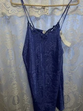 Vintage Val Mode Blue Pullover Nightgown Size Large Made In USA New