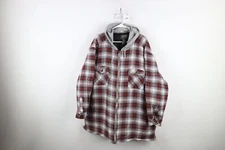 Vintage 90s Streetwear Mens 3XL Quilted Flannel Hooded Full Zip Shirt Jacket