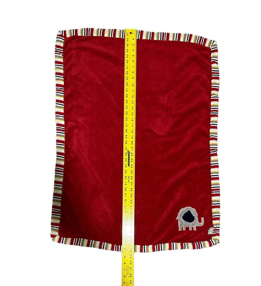 Trend Lab Baby Kids Infant Security Blanket Red Plush Grey Elephant Striped - Image 4 of 4