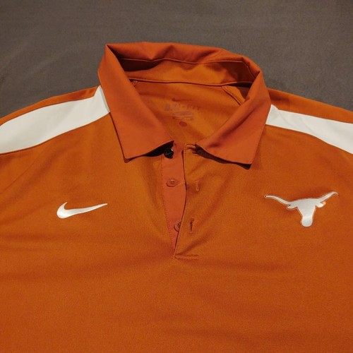 Texas Longhorns Nike Dri Fit Logo Size XL Polo Shirt Burnt Orange & White  - Picture 4 of 13