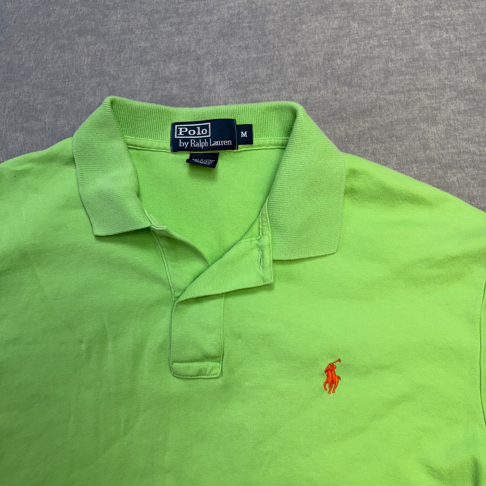 Polo Ralph Lauren camicia uomo media verde brillante cotone elasticizzato preppy pony