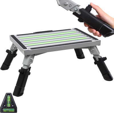 RV Steps Adjustable Height Aluminum Folding Platform Step Sheath Non-Slip Rubber