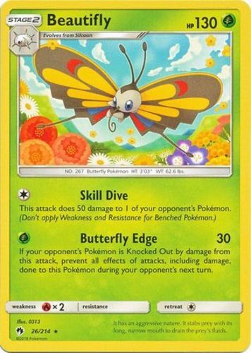 Pokemon Beautifly - 26/214 - Rare NM-Mint Lost Thunder
