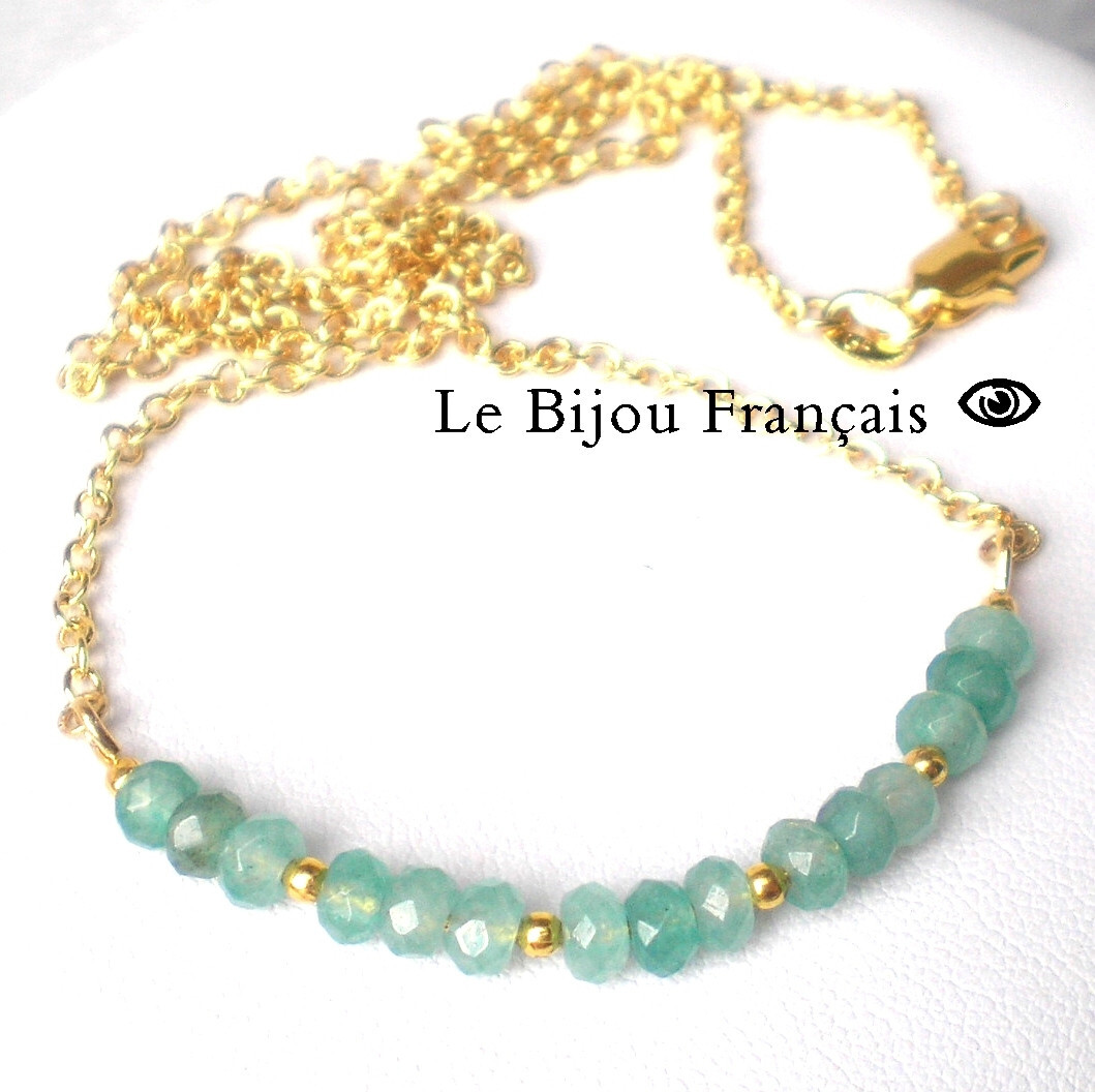 Collier pendentif aigue marine en or plaqué pour un cadeau d'anniversaire
