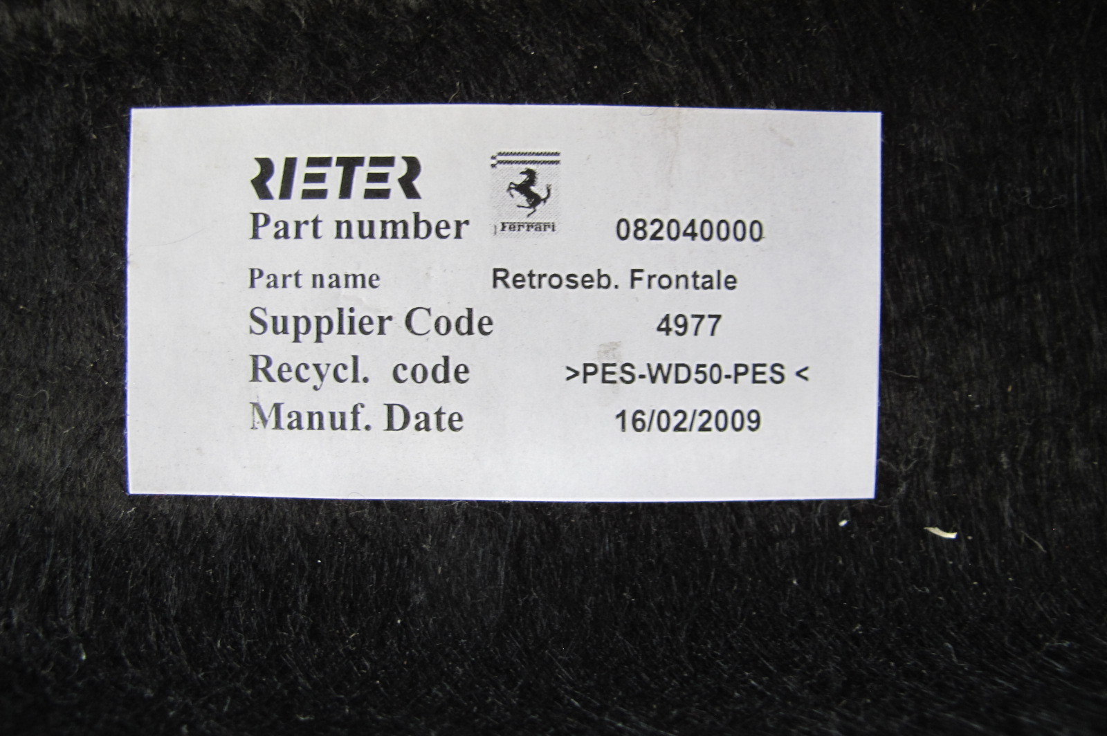 Ferrari California OEM Upper Center Trunk Carpet 82040000