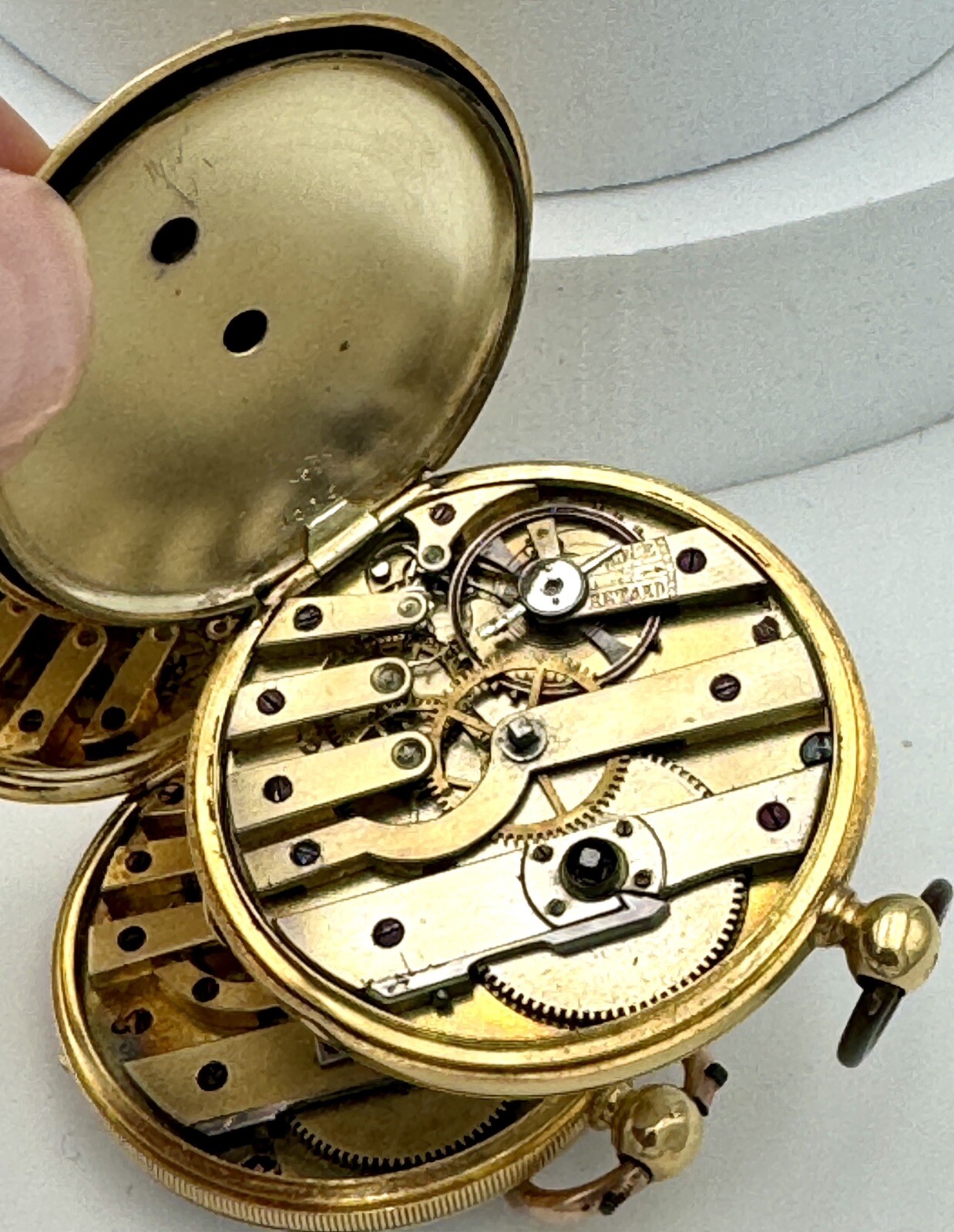 2 X Pocket Watch Escapement 13 Ancre Aiguelles 18K Incl. Kette&holzbox