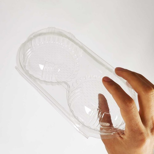 50x 2 Cavity Donut Boxes - Doughnut Burger Bap Bun Clear Case Blister Packaging - Picture 2 of 5
