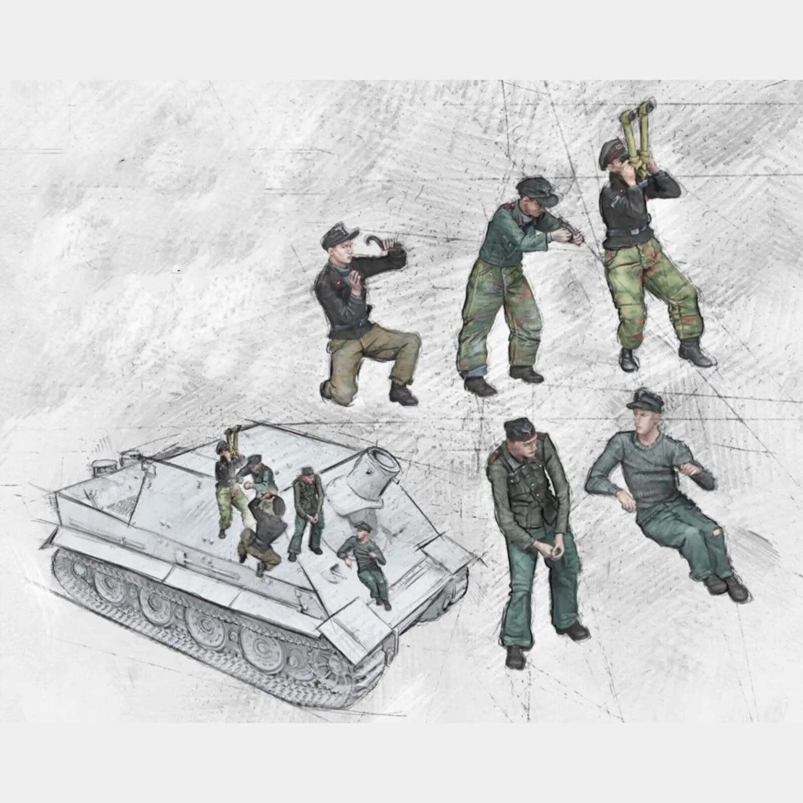 1/35 Resin Figure Model Kit German Tank Crew 5 German Soldiers WWII Unpainted