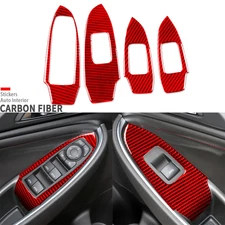 4Pcs Red Carbon Fiber Window Lift Switch Panel Cover For Chevrolet Malibu 16-25