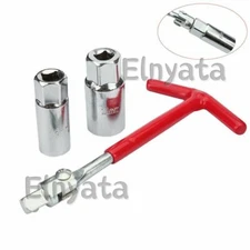 Spark Plug Removal Tool 16mm & 21mm T-Handle Flexible Spanner Socket Wrench Set