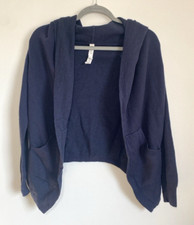 Women's Lululemon Knit Wrap Open Front Cardigan Hooded Sweater Navy Sz 2