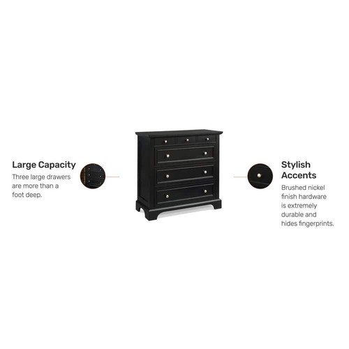 HOMESTYLES Chest Of Drawers 16.5" x36" x36" 4-Drawers Wood Classic in Black - Picture 7 of 9