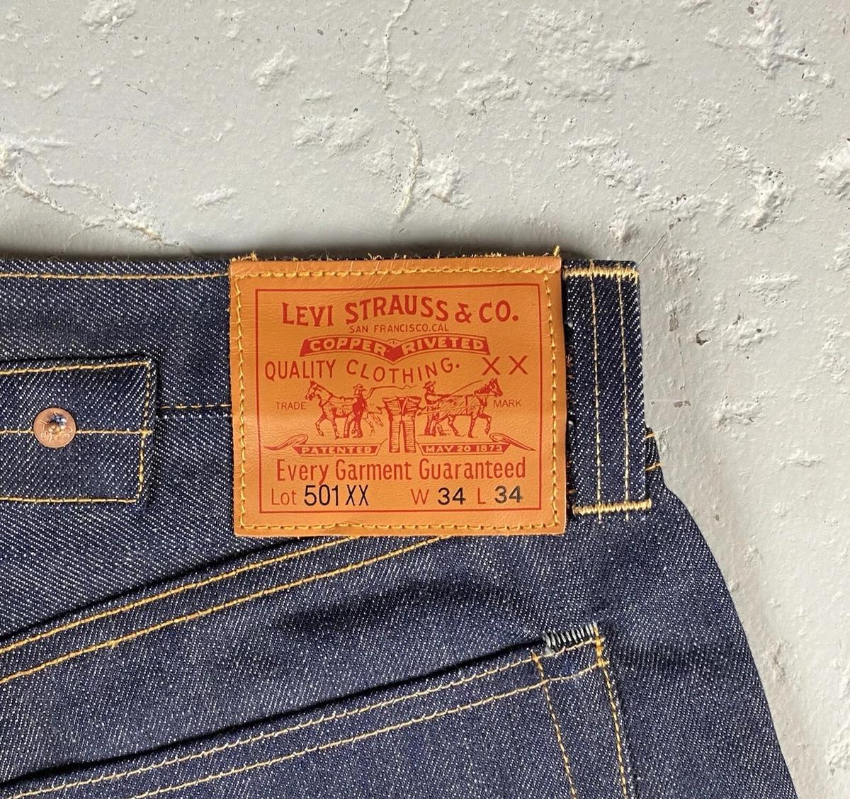 LEVIS 1937 LVC 501XX Buckleback RIGID 34X34 NWOT USA Made Cone Mills Denim Raw