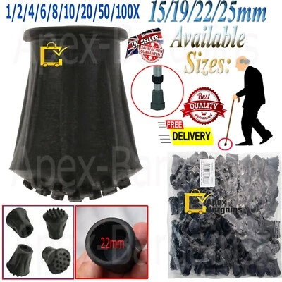 1/100pcs Rubber Walking Stick Ferrules Cane Crutch Bottom Grip End 15/19/22/25mm