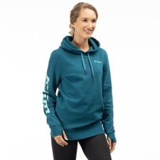 KLIM Mariposa Long Pullover Hoodie, Deep Lagoon - Electric Green - Non-Current
