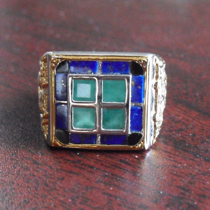 Franklin Mint Emerald 925 Sterling Silver Biker Ring SZ 7 | eBay
