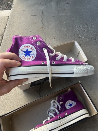 Vintage 80s 90s Made In USA Converse All Star Hi Canvas Aubergine Men Size 5 - Picture 5 of 9