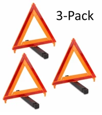 James King Roadside Emergency Safety Warning Triangles - (3) Day & Night Markers