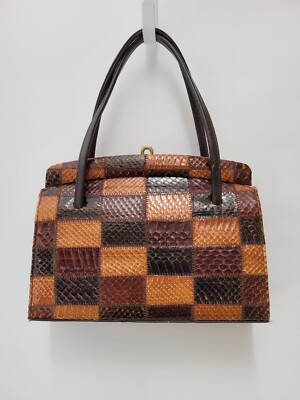 MIDDX Vintage Abendhandtasche Schlange Reptil Patchwork Echtleder 50er 60er Jahre 