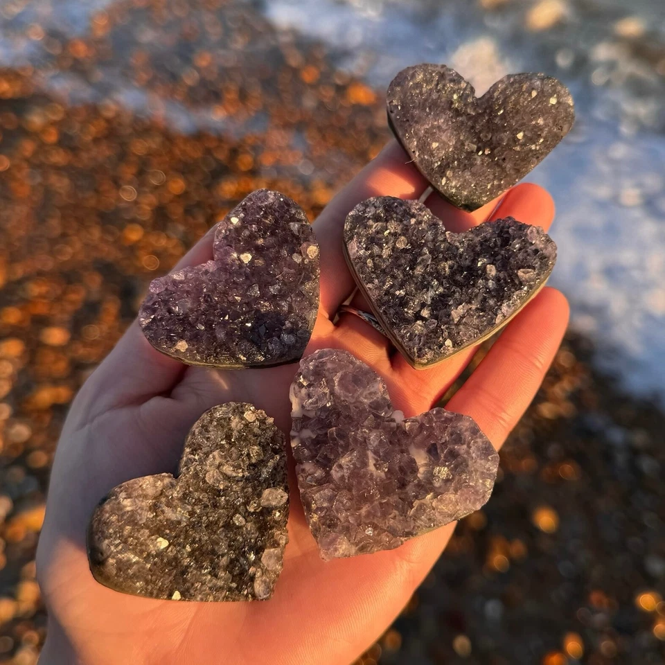 Amethyst Love Heart Crystal Clusters Natural Deep Purple Crystals Valentines Day - Image 3 of 3