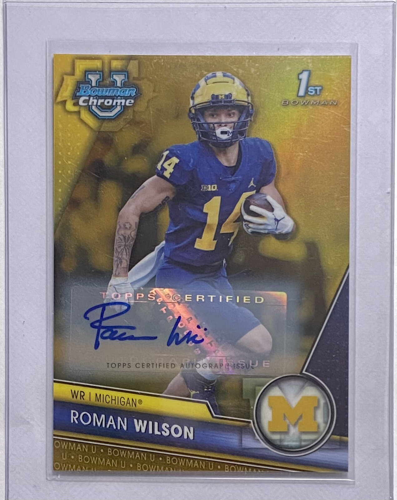 2023 Bowman University Chrome 1st #169 Roman Wilson AUTO GOLD Refractor /50