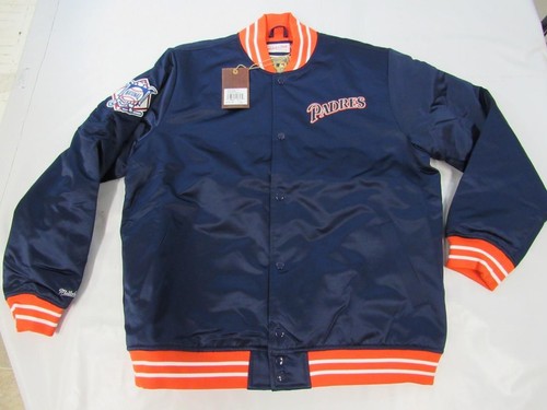 San Diego Padres Mens Mens Mitchell & Ness Heavy Satin Button Snap Jacket $150 - Picture 9 of 12