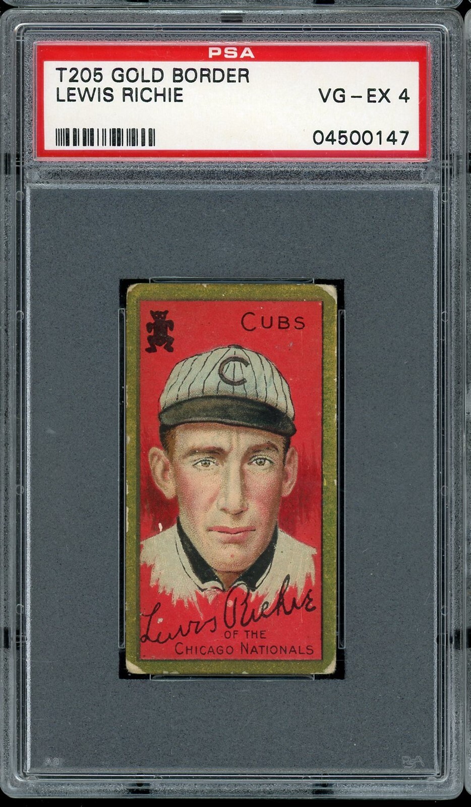 1911 T205 Gold Border Baseball Lewis Richie PSA 4