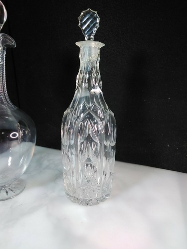 Two Crystal Decanters With Stoppers vintage beautiful please read description - Picture 5 of 10