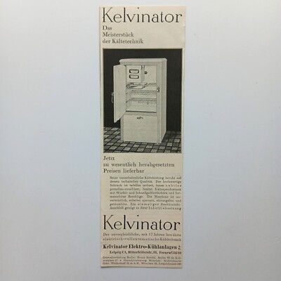 1931 Kelvinator Kühlschrank Leipzig Werbeanzeige Werbung Reklame Print Ad