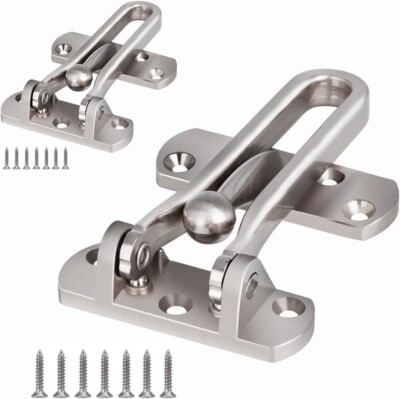 2 Pack Swing Bar Lock Satin Nickel, Heavy Duty Door Lock Security, Sturdy Swi...