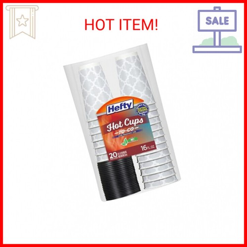 Hefty Paper Disposable Hot Cups with Lids, Leak-Resistant Disposable Coffee Cups