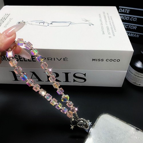 Sparkle Wrist Phone Lanyard Clear Phone Charm Keychain Crystal Bead Pendant - Photo 5 sur 14