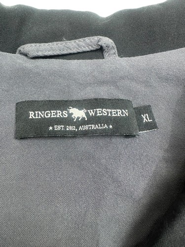 Ringers Western Mens XLarge Short Sleeve Button Up Shirt Grey Collared Casual - Picture 5 of 6