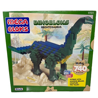 Ritvik MEGA BLOKS Dinobloks Brontosaurus Set 9701 Dinosaur 740 Pieces NRFB