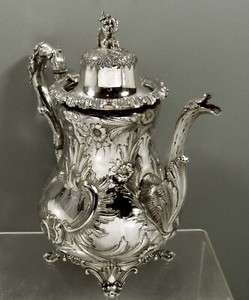 George B. Sharp Sterling Coffee Pot    c1855 CHINESE