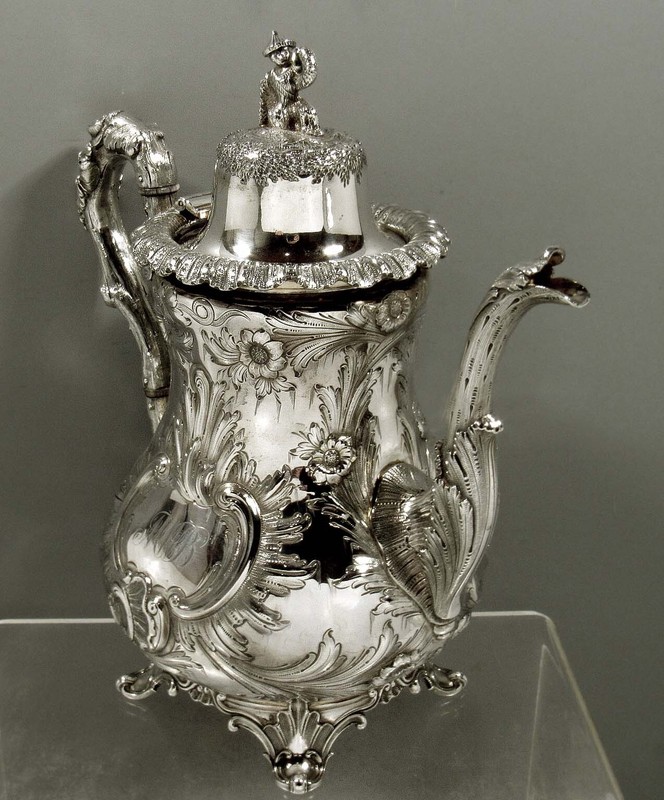George B. Sharp Sterling Coffee Pot    c1855 CHINESE