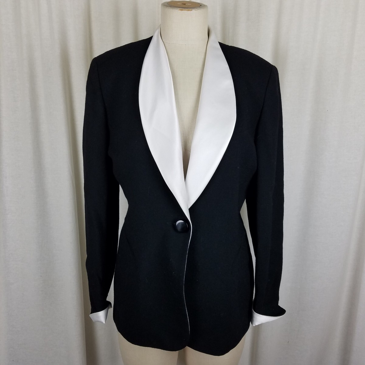 Christian Dior Black & White Shawl Collar Blazer Evening Jacket