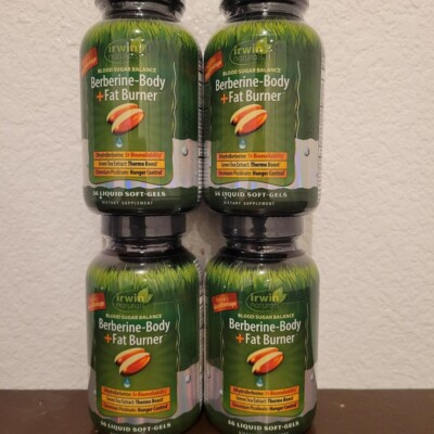 Irwin Naturals Balance Berberine-Body + Fat Burner 56 SOFTGEL Each 4 Bottles