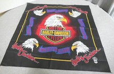Vintage Black  Red Harley "American Glory" Eagle Bandana Napkin Scarf 21.5" USA