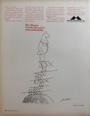 1966 Morton International Original Print Ad, Saul Steinberg Illustration