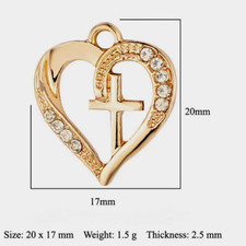 CZ CROSS FAITH HEART CHRISTIAN pendant 18K GOLD plated 22" necklace Women Girl