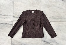 Vintage Leslie Fay Blazer 5 Button Embossed Jacket Womens 8 Formal Corporate