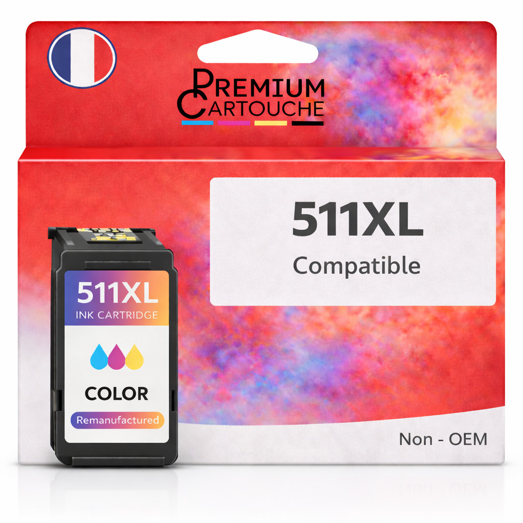 Cartouche CL511 couleur compatible Canon pour albums photo de famille et devoirs