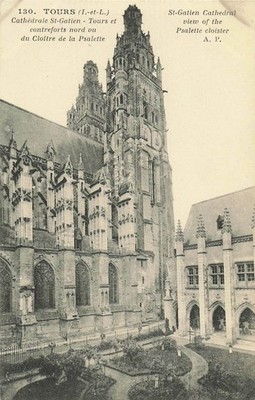 Tours St-Gatien Cathedral Psalette Cloister RPPC Postcard A. Papeghin