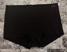 NWT VICTORIA'S SECRET PINK M XXL BLACK RAW EDGE NO SHOW BOYSHORT PANTIES